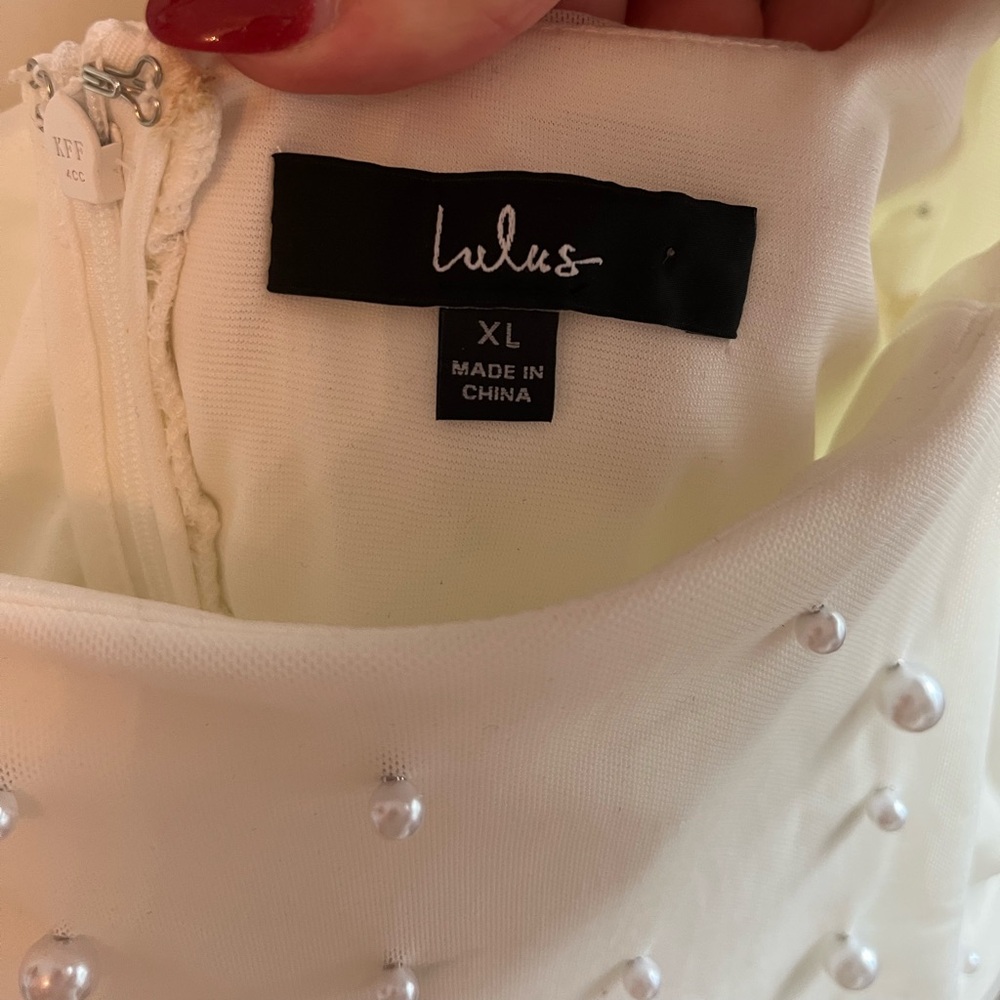 Lulus White Long Sleeve Pearl Dress - Picture 6 of 6
